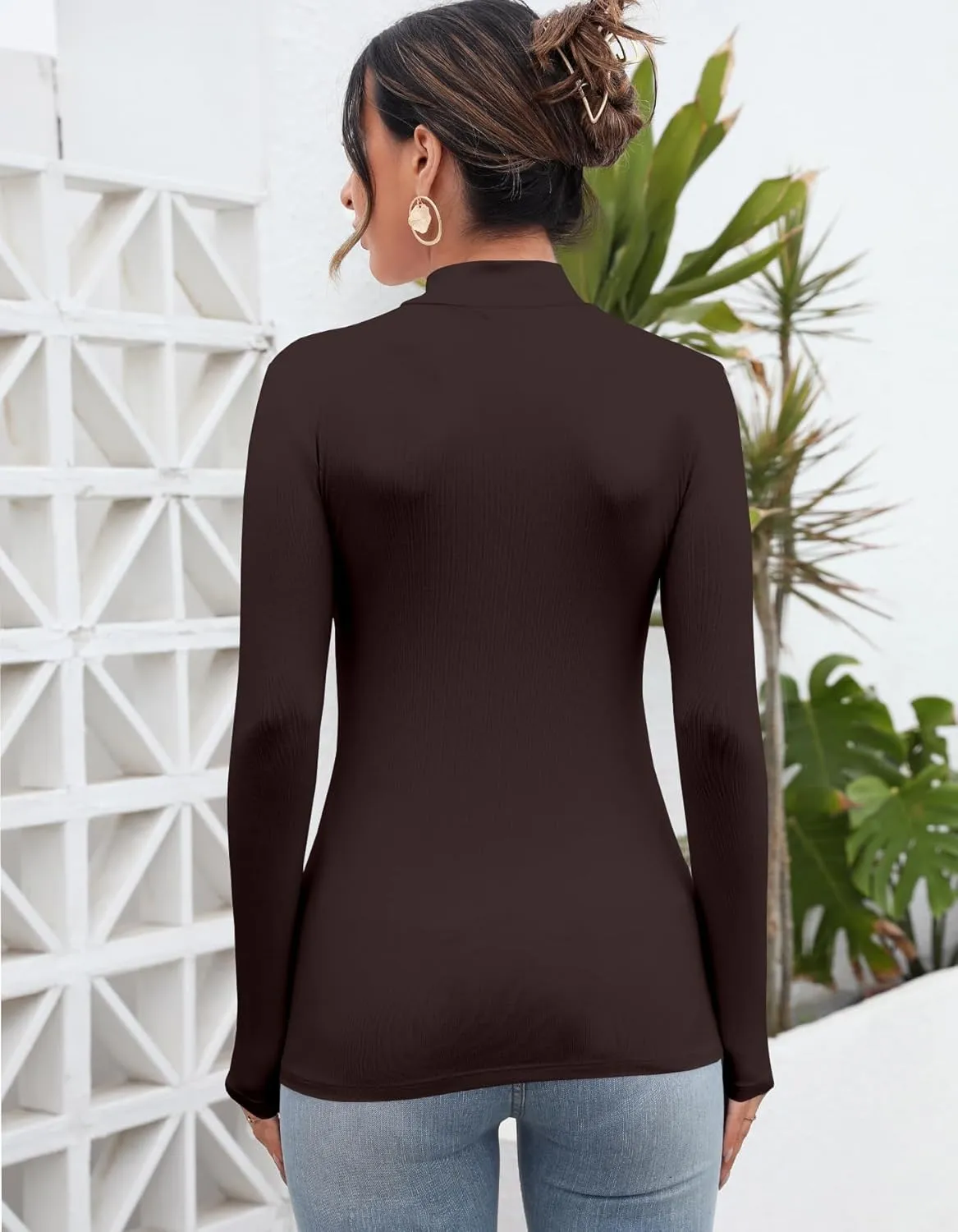 UNTYHOTS Women Mock Turtleneck Long Sleeve T Shirt Top Clothing