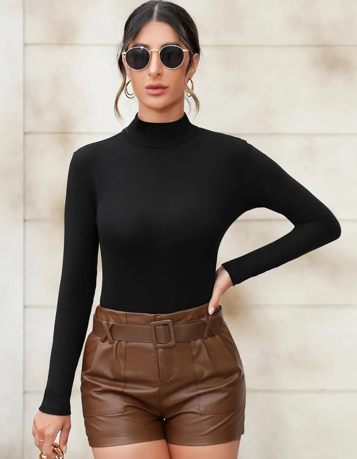 UNTYHOTS Women Mock Turtleneck Long Sleeve T Shirt Top Clothing