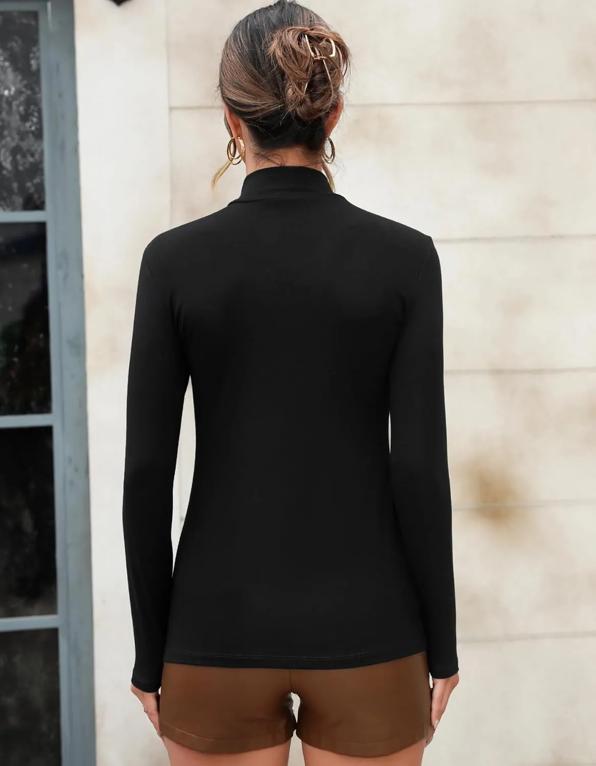 UNTYHOTS Women Mock Turtleneck Long Sleeve T Shirt Top Clothing