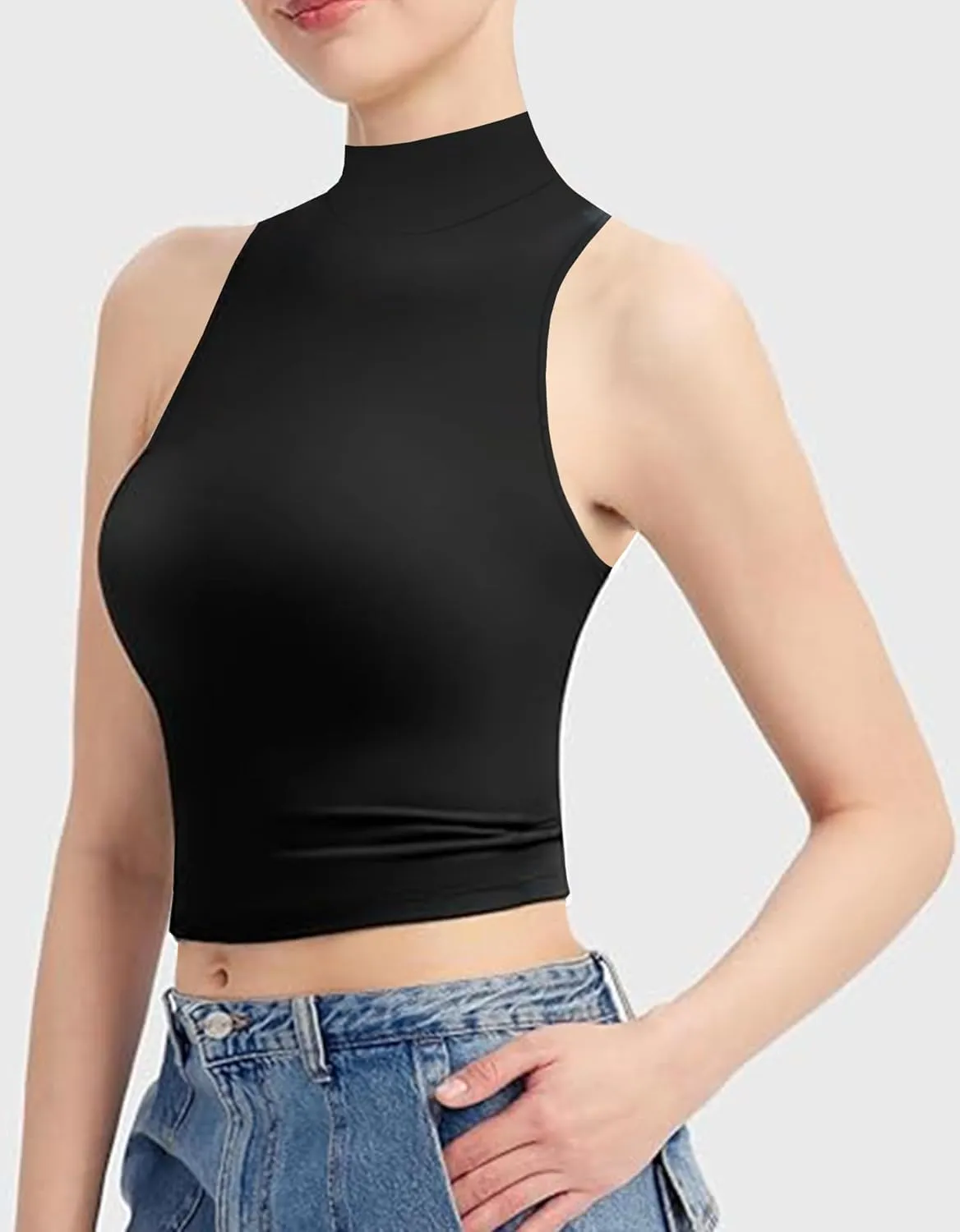 UNTYHOTS Women Mock Turtleneck Long Sleeve T Shirt Top Clothing