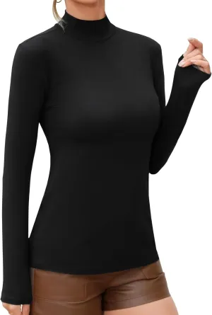 UNTYHOTS Women Mock Turtleneck Long Sleeve T Shirt Top Clothing