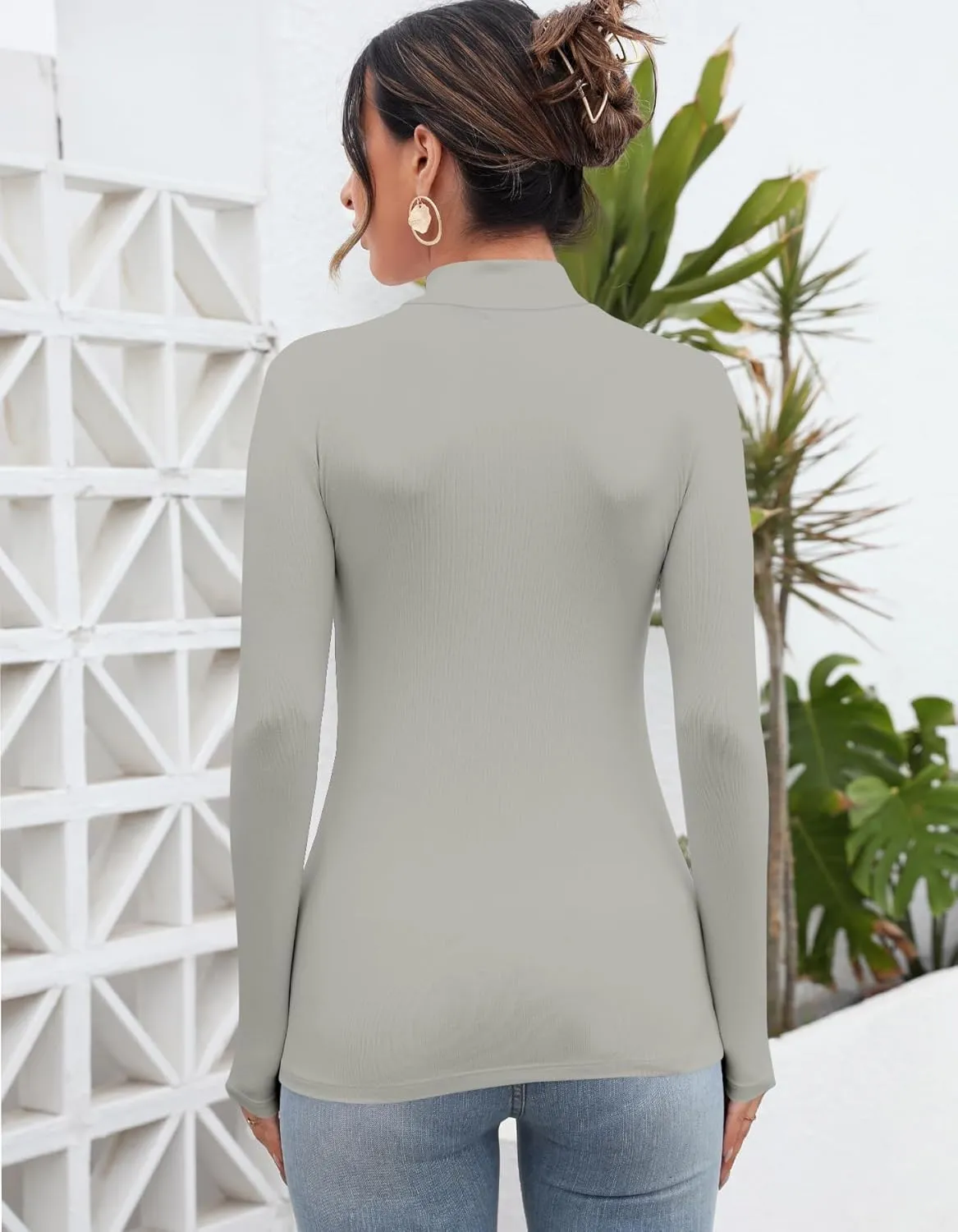 UNTYHOTS Women Mock Turtleneck Long Sleeve T Shirt Top Clothing