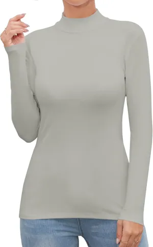 UNTYHOTS Women Mock Turtleneck Long Sleeve T Shirt Top Clothing