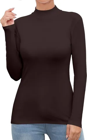 UNTYHOTS Women Mock Turtleneck Long Sleeve T Shirt Top Clothing