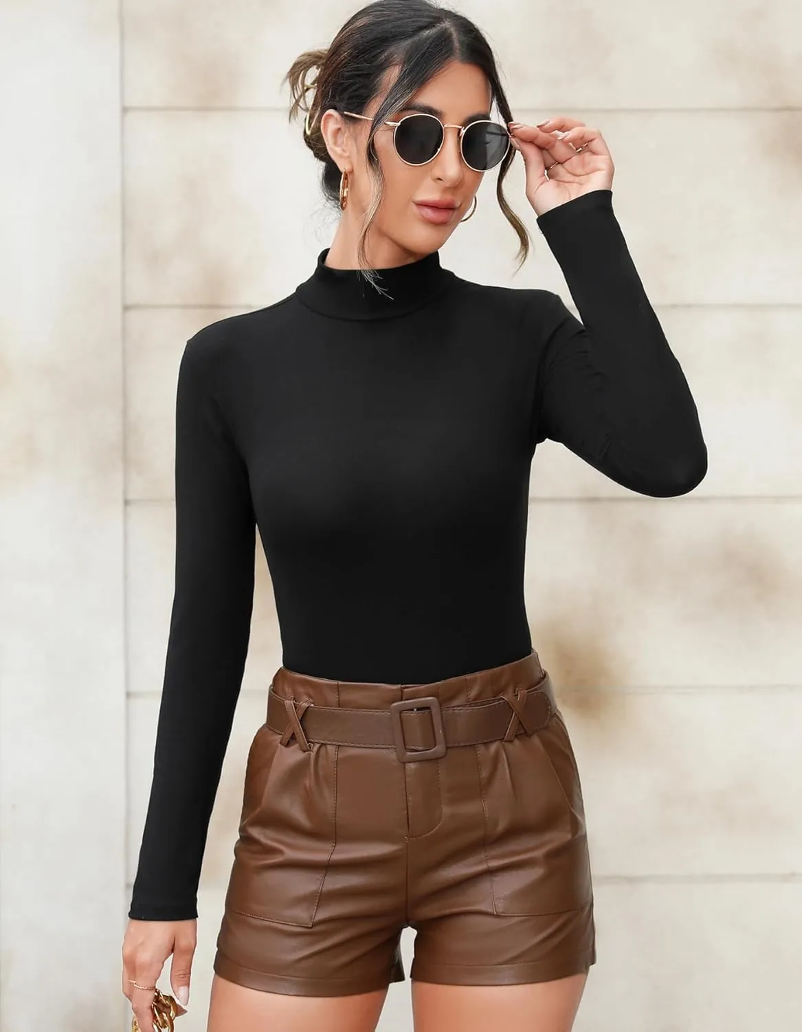 UNTYHOTS Women Mock Turtleneck Long Sleeve T Shirt Top Clothing