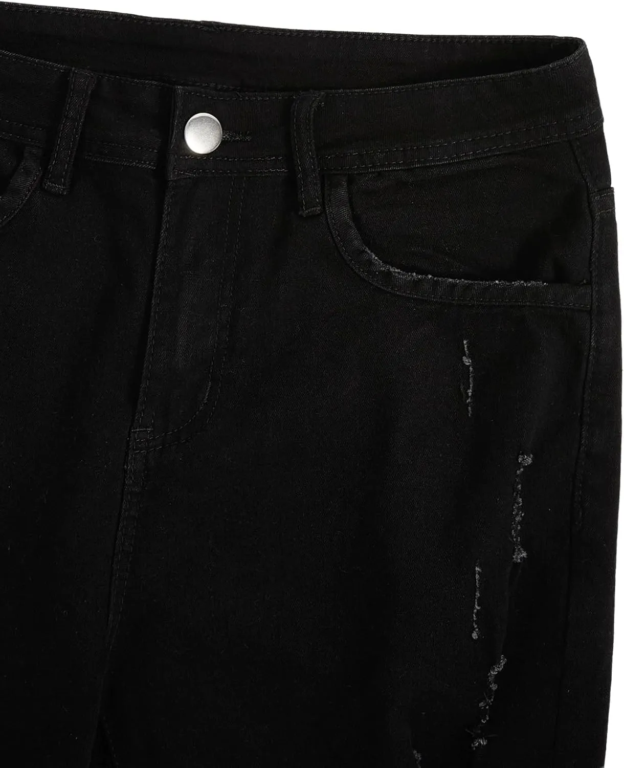Verdusa Men's Straight Leg Ripped Raw Trim Denim Shorts Slim Fit Stretch Jean Shorts