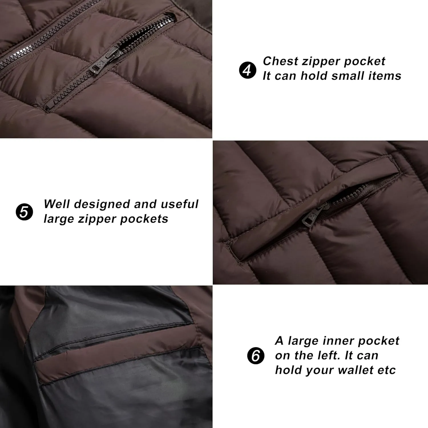 VtuAOL Men's Puffer Vest Outdoor Hooded Padded Vest Softshell Outerwear Vest for Travel Hiking