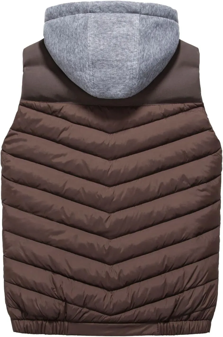 VtuAOL Men's Puffer Vest Outdoor Hooded Padded Vest Softshell Outerwear Vest for Travel Hiking