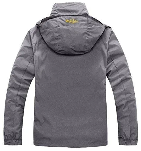Wantdo Men's Windproof 3-in-1 Ski Jacket Waterproof Wind Breaker with Removable Puffer Liner Insulated Winter Coat for Hiking(Grey, Small)