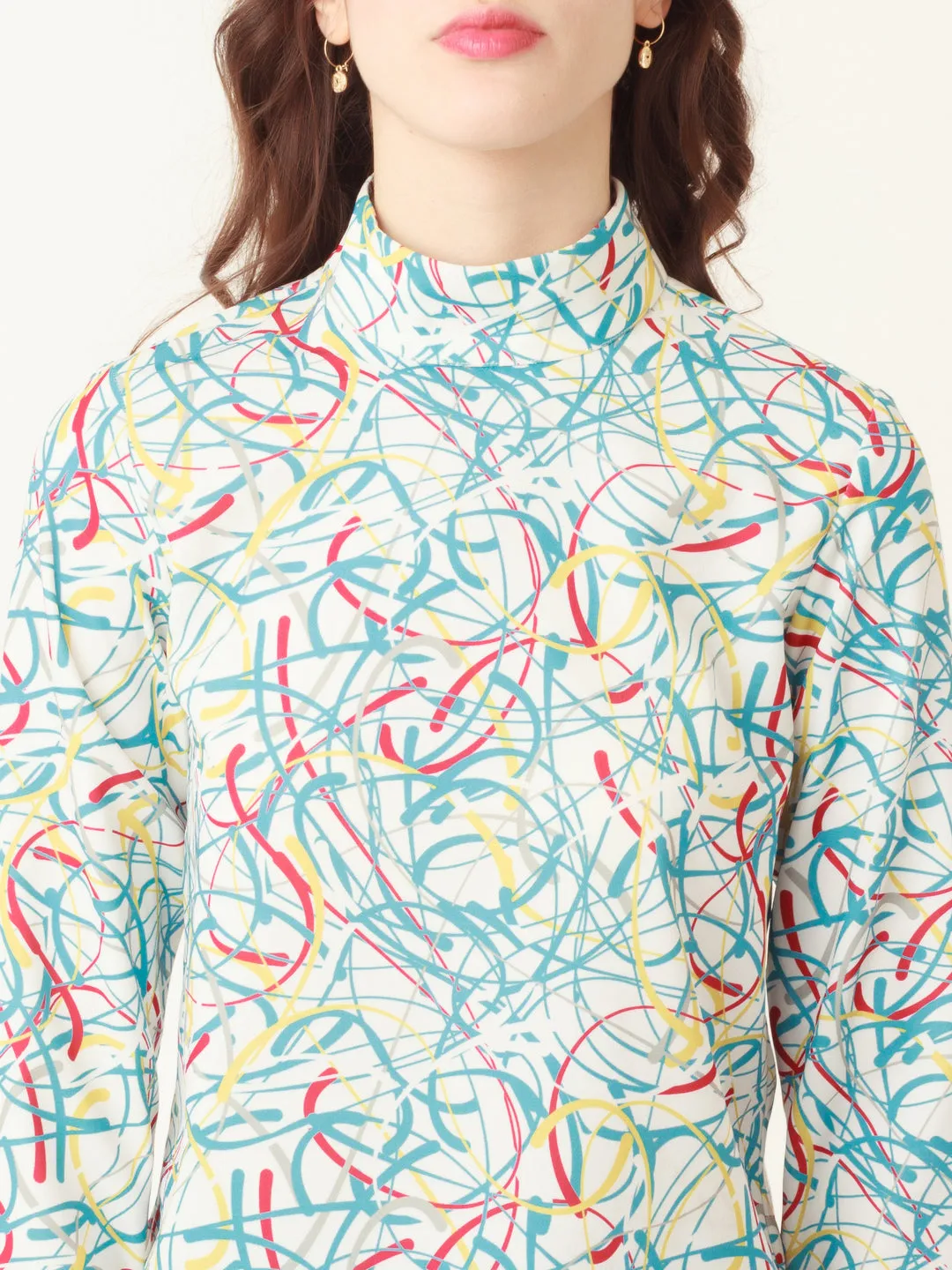 White Abstract Prints Regular Top