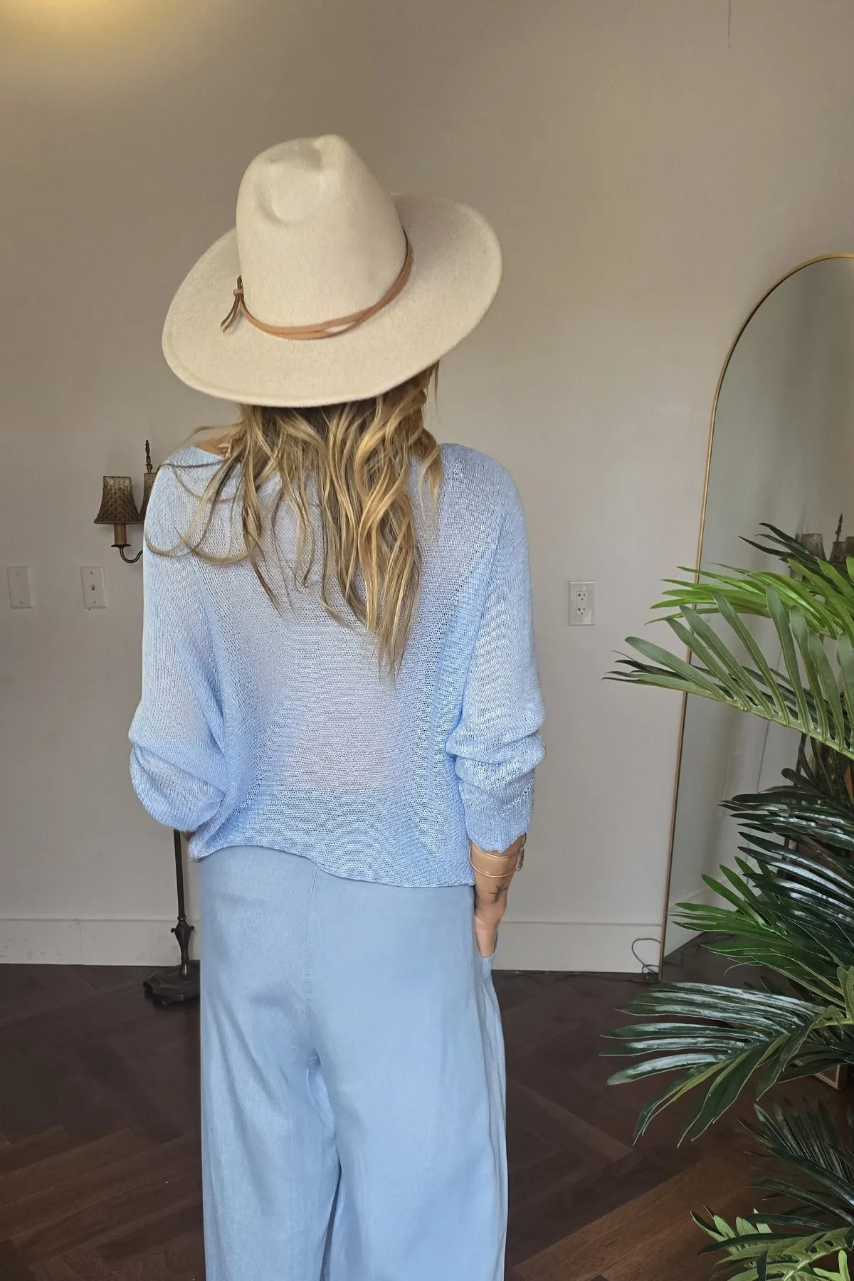 Wideleg Flowy Pant With Tie Belt