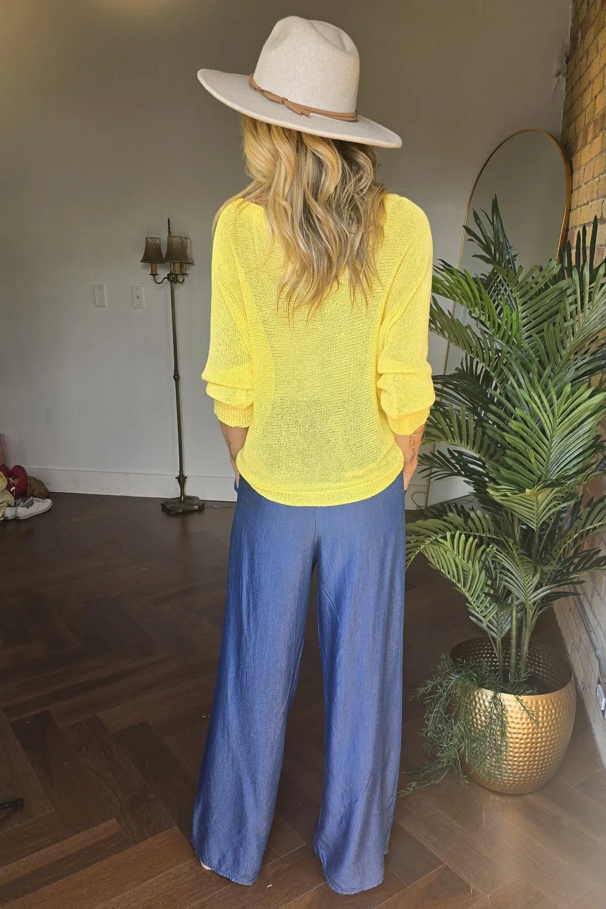 Wideleg Flowy Pant With Tie Belt