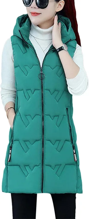 WIWIQS Women's Casual Sleeveless Warm Vest Lightweight Quilted Puffer Vest with Pockets