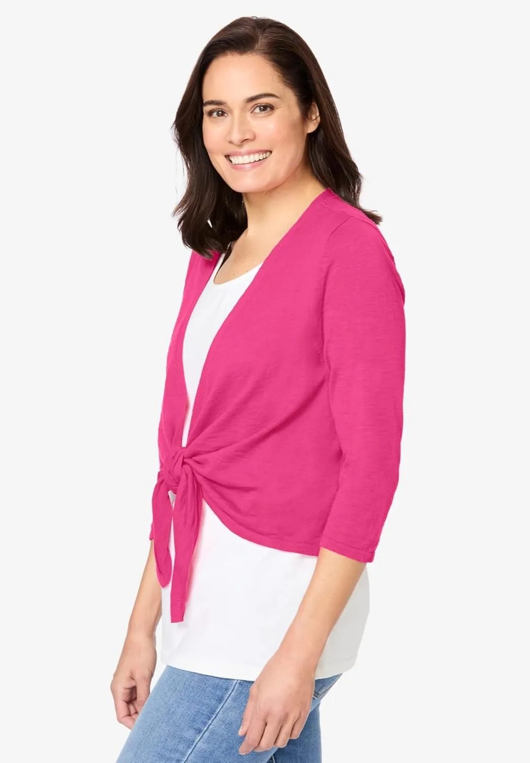 Woman Within Plus Size Versa-Tie Cardigan