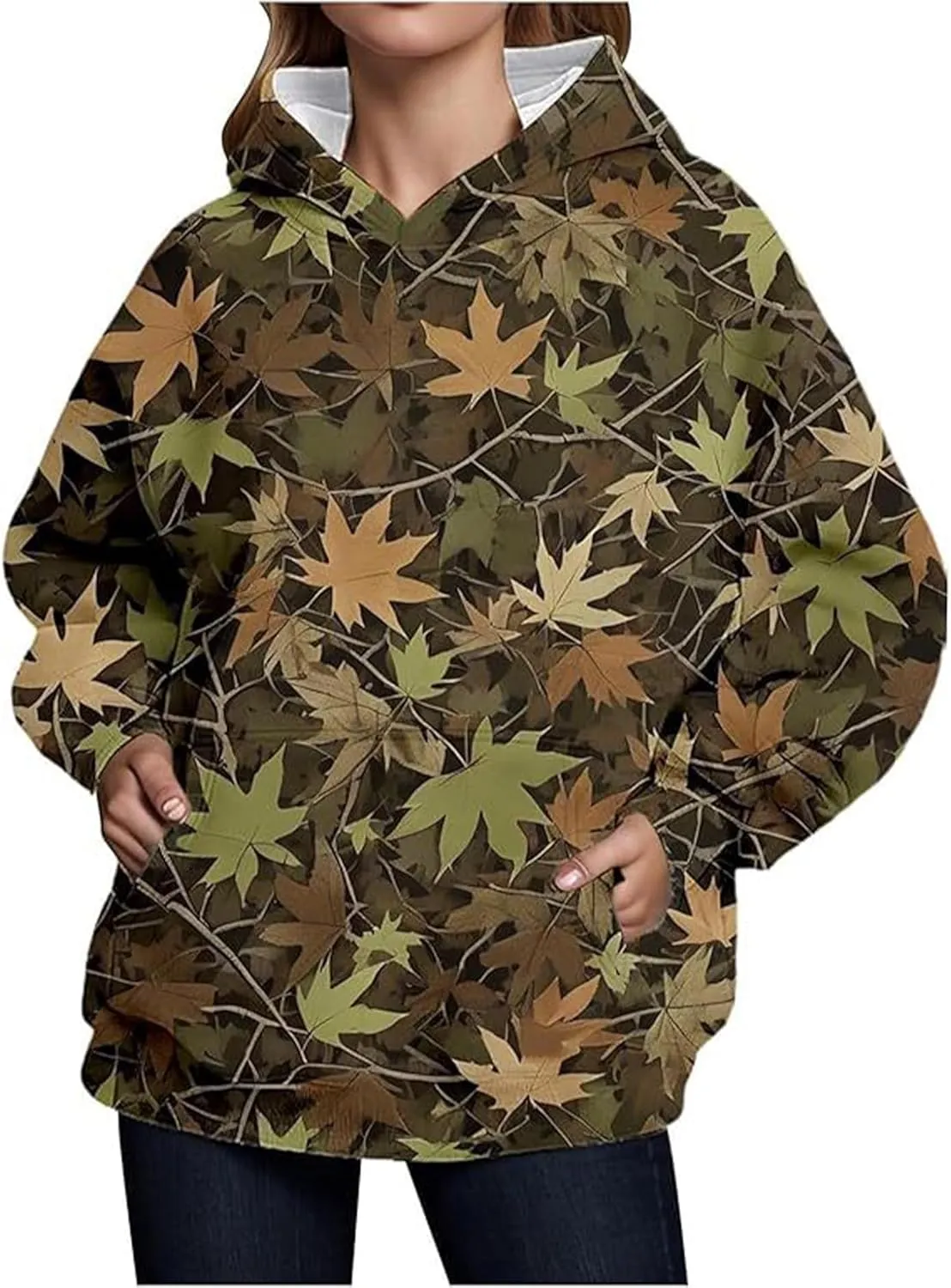 Women Camo Hoodie Oversized Pullover Sweatshirt Casual Loose Fit Workout Athletic Y2k Hoodies With Pockets