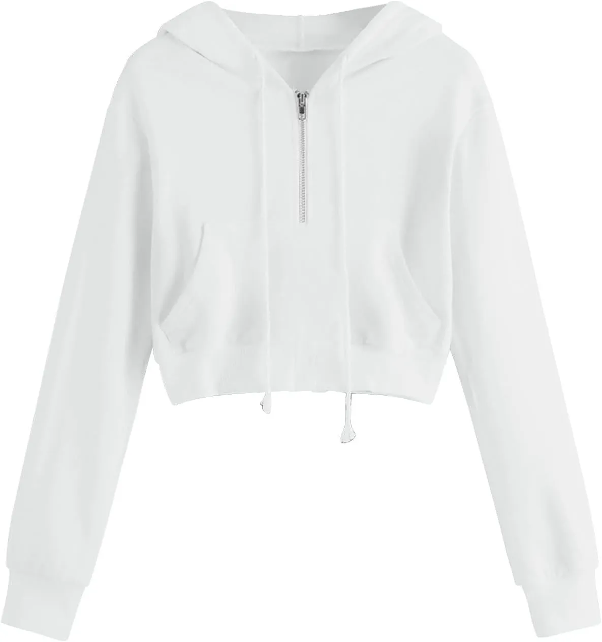 Women Full Zip Up Cropped Hoodies Cute Long Sleeve Sweatshirt Casual Pullover Tops Y2K Trendy Fashion Clothes 2024