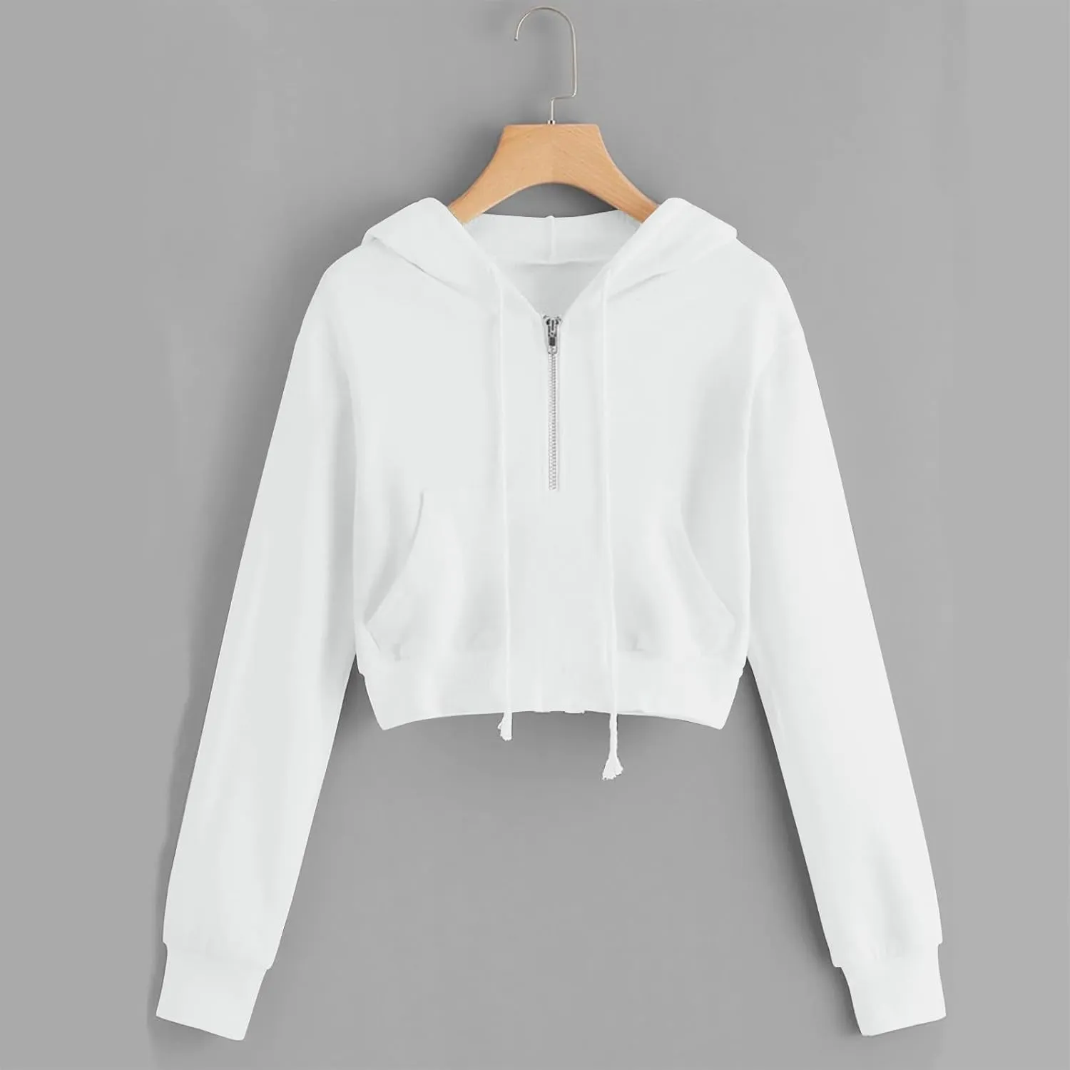Women Full Zip Up Cropped Hoodies Cute Long Sleeve Sweatshirt Casual Pullover Tops Y2K Trendy Fashion Clothes 2024