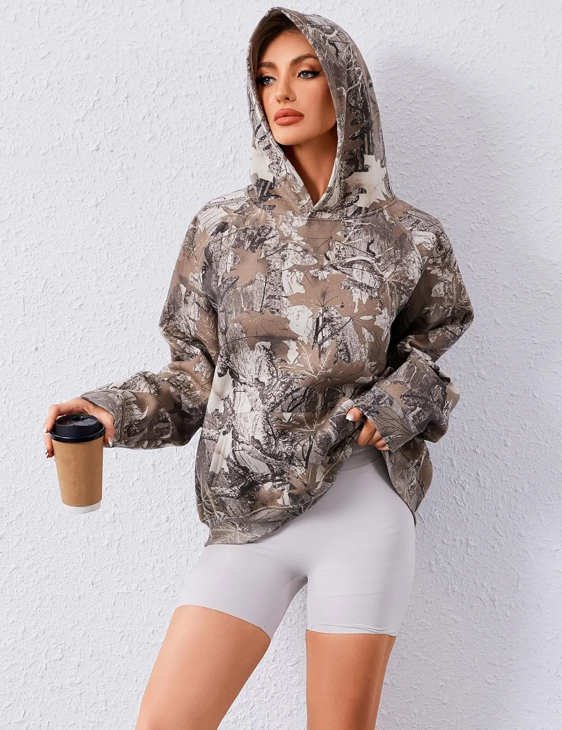 Women Oversized Graphic Hoodies Sweatshirt Long Raglan Sleeve Hoodie Fleece Pullover Tops With Kangaroo Pocket