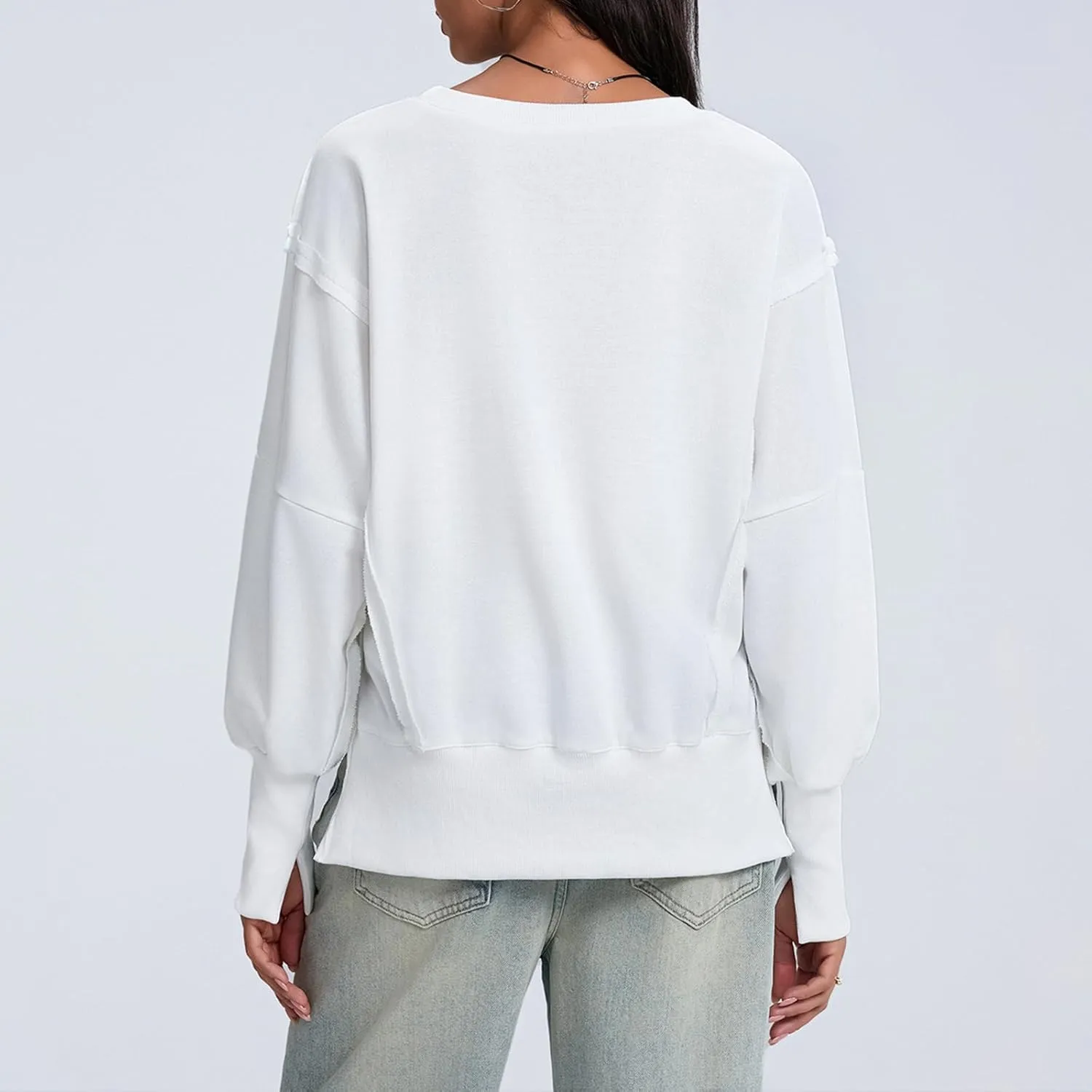 Women Oversized Graphic Sweatshirt Y2K Long Sleeve Crewneck Drop Shoulder Tee Shirt Vintage Loose Fit Pullover Tops
