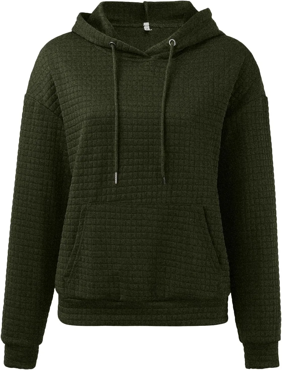 Women Oversized Hoodies Casual Basic Waffle Long Sleeve Pullover Top Solid Hooded Sweatshirt with Pocket