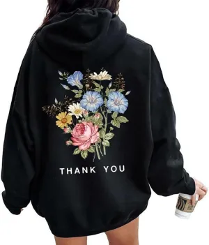 Women Y2k Graphic Hoodie Oversized Cute Floral Letter Print Sweatshirt Teen Girl Preppy Clothes Aesthetic Hoodies