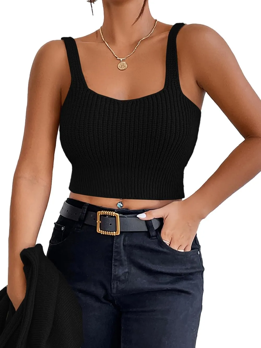 Women's 2 Piece Sweater Set Long Sleeve Cropped Cardigan Sweater Crop Top Set