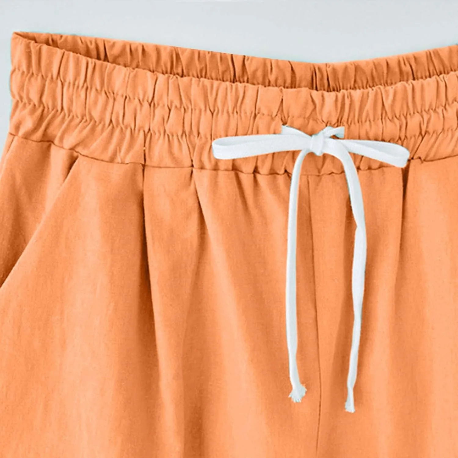 Womens Bermuda Shorts Summer Linen Knee Length Wide Leg Shorts Baggy Comfy High Waist Solid Short Pants with Pockets