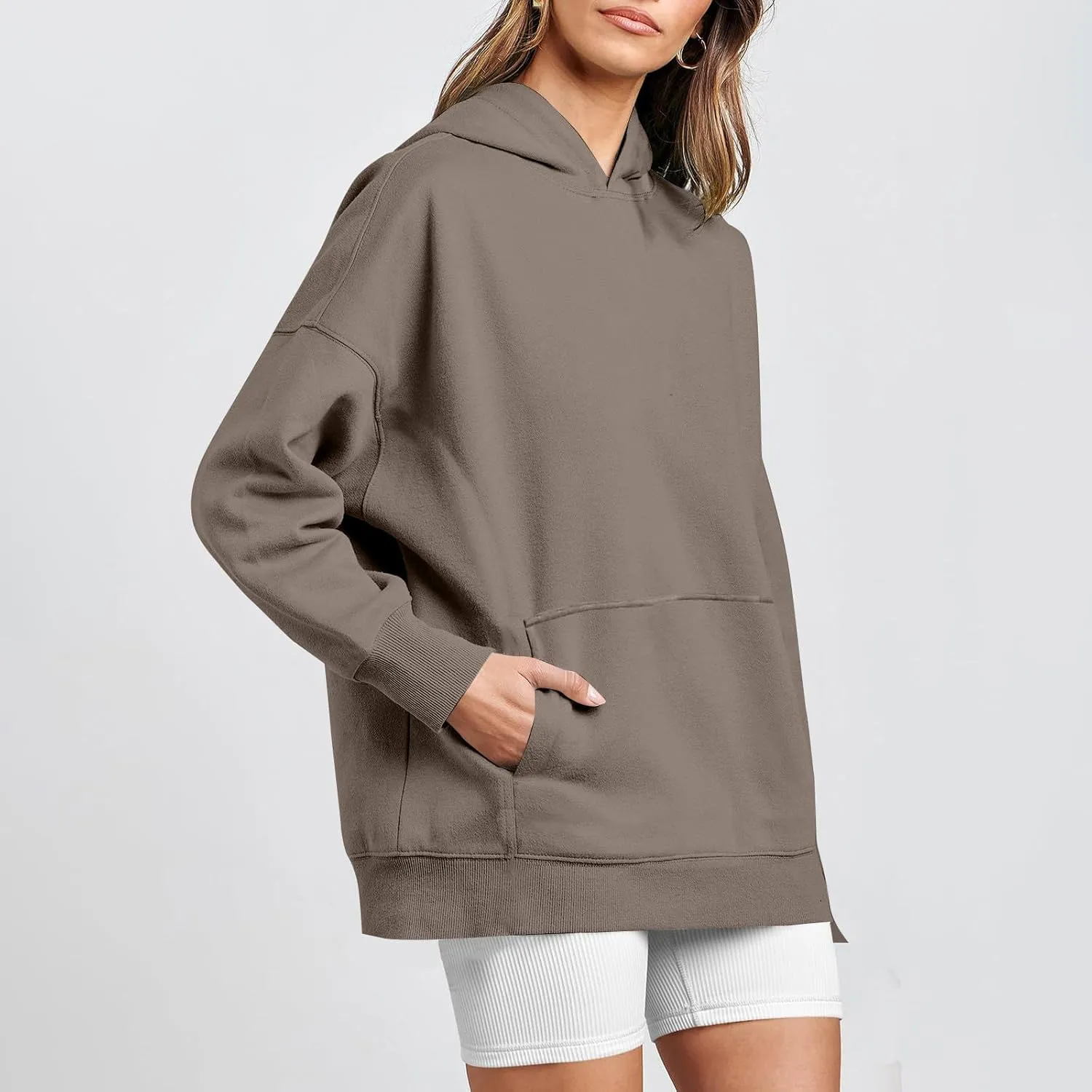 Women's Camo Hoodie Maple-Leaf Print Oversized Sweatshirt Fleece Hooded Sweatshirts with Pocket Casual Fall Pullover