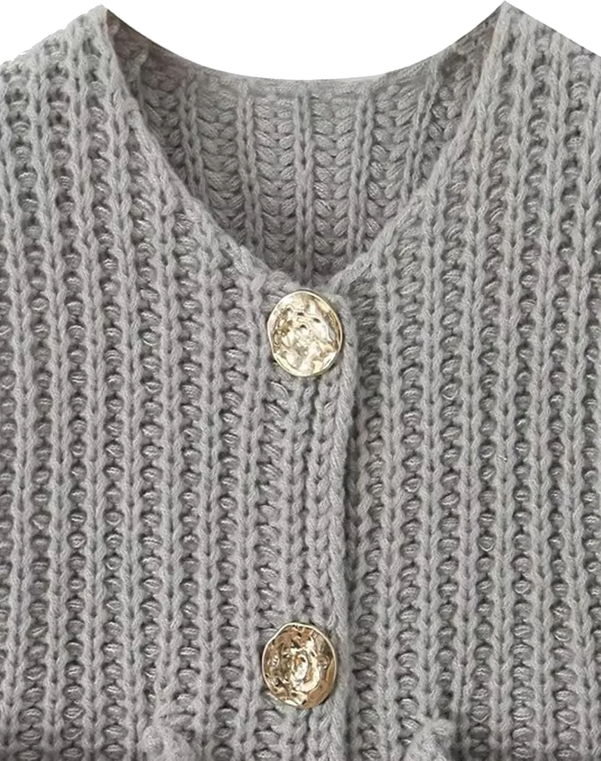 Womens Casual Chunky Knit Vest Gold Button Down Crop Crochet Sleeveless Sweater Vest