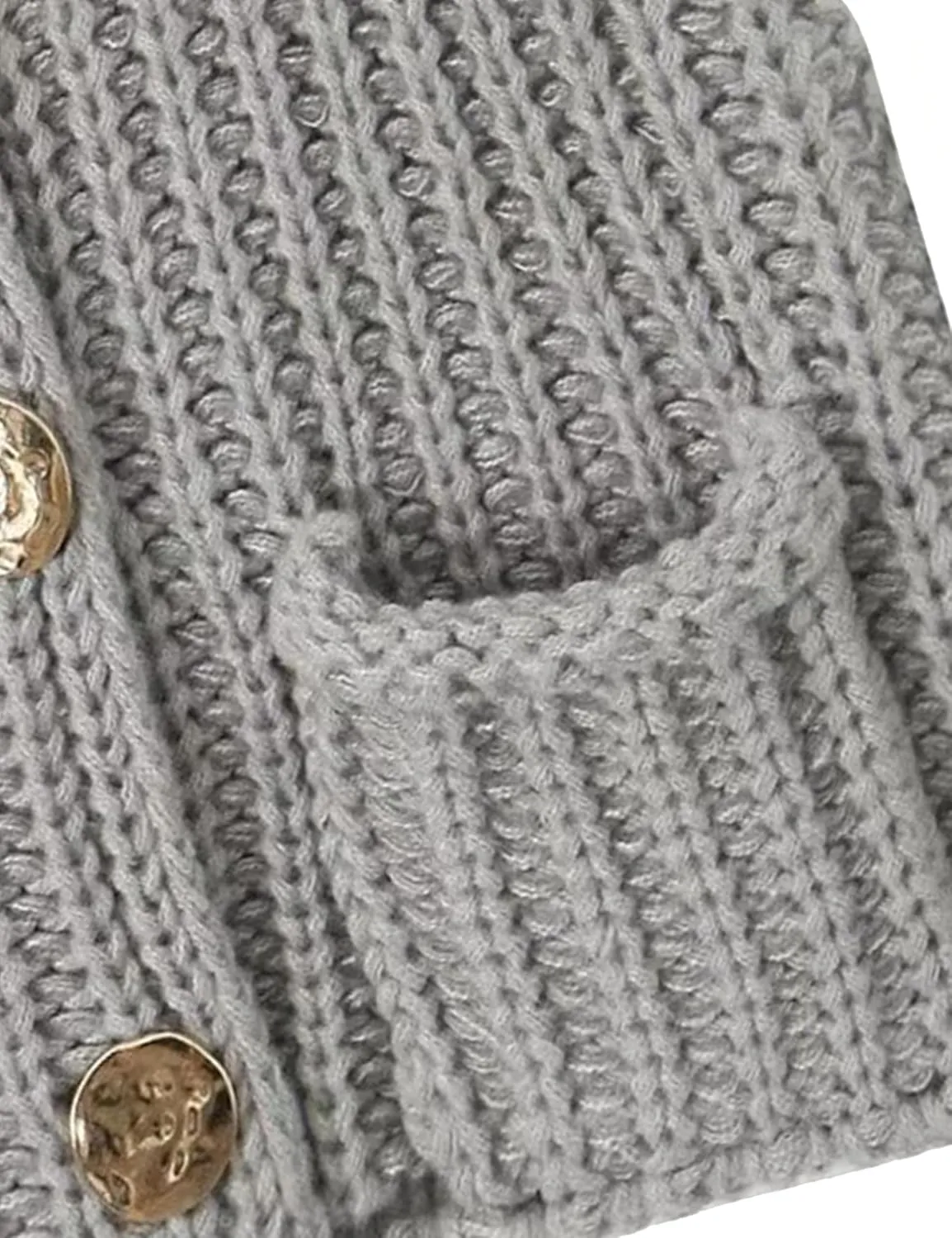 Womens Casual Chunky Knit Vest Gold Button Down Crop Crochet Sleeveless Sweater Vest