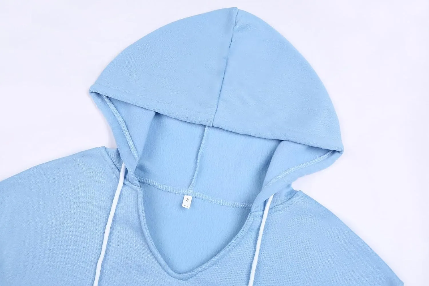 Women's Casual Lightweight Hoodies Long Sleeve v Neck Drawstring Hooded Sweatshirts Loose Pullovers With Pocket