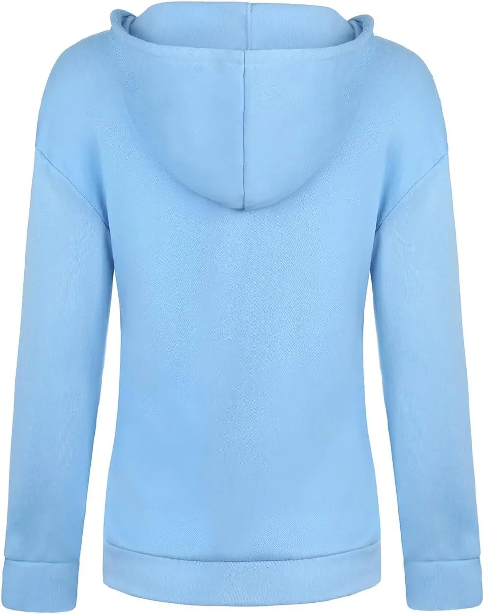 Women's Casual Lightweight Hoodies Long Sleeve v Neck Drawstring Hooded Sweatshirts Loose Pullovers With Pocket