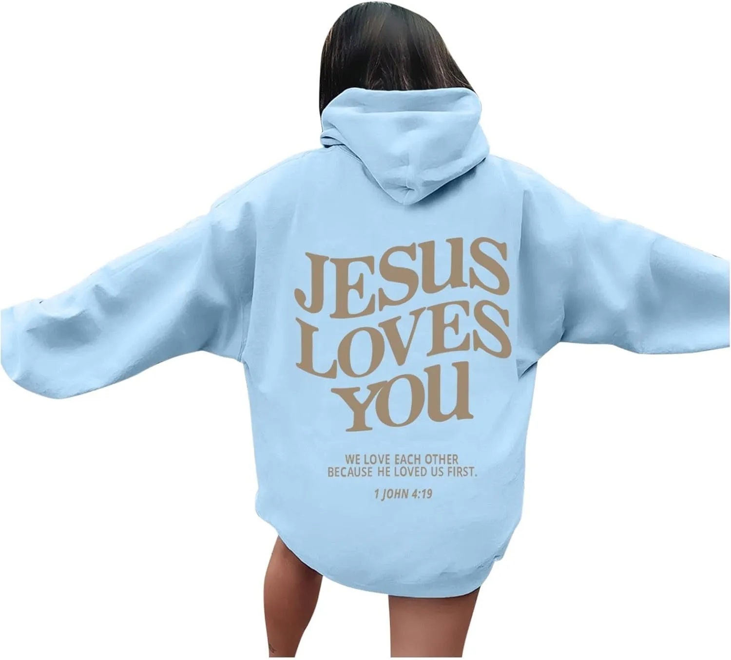 Women's Christian Jesus Loves You Hoodie - Faith Over Fear Pullover for Women