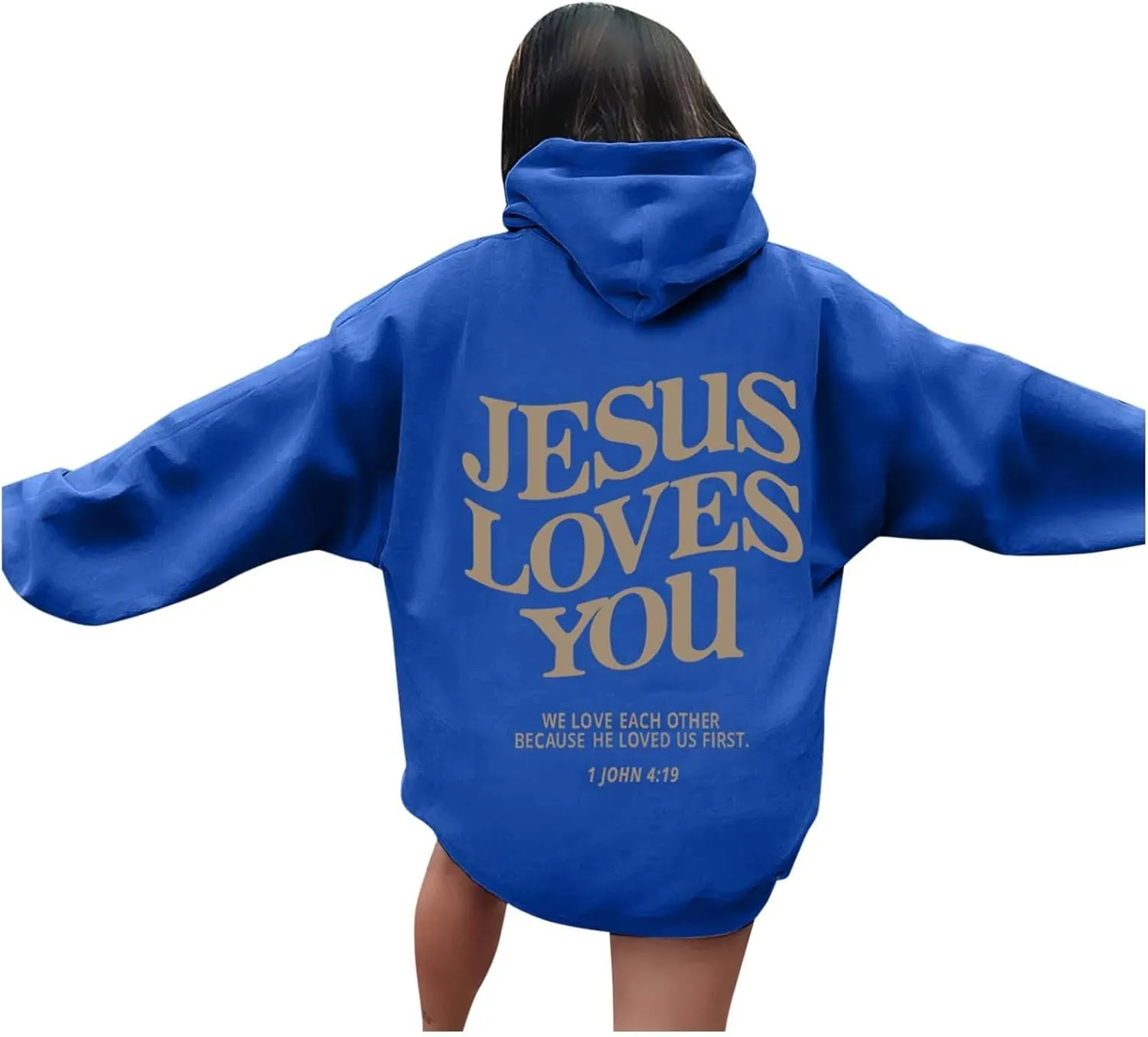 Women's Christian Jesus Loves You Hoodie - Faith Over Fear Pullover for Women
