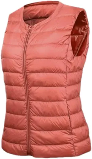 Women's Down Vest Jacket Autumn and Winter Ultralight White Duck Down Vest Ladies Sleeveless Vest Down Jacket
