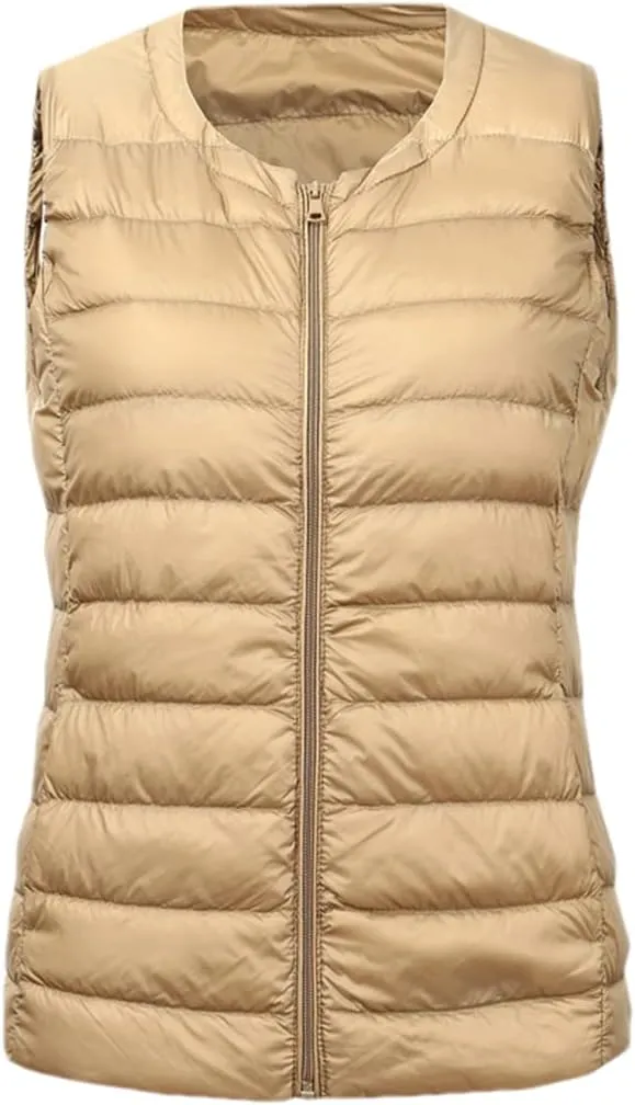 Women's Down Vest Jacket Autumn and Winter Ultralight White Duck Down Vest Ladies Sleeveless Vest Down Jacket