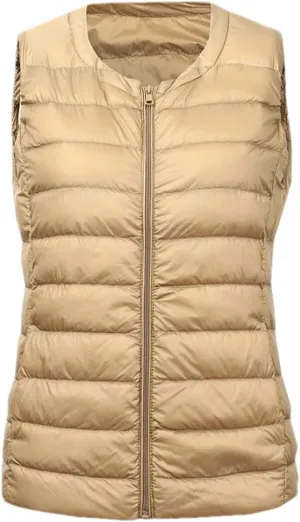 Women's Down Vest Jacket Autumn and Winter Ultralight White Duck Down Vest Ladies Sleeveless Vest Down Jacket