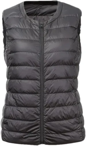 Women's Down Vest Jacket Autumn and Winter Ultralight White Duck Down Vest Ladies Sleeveless Vest Down Jacket
