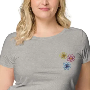 Womens Embroidered Spring Flowers Organic t-Shirt