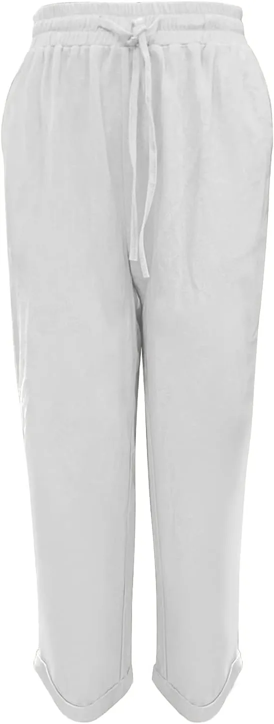 Women's Flowy Wide Leg Pants Winter Flowy Vacation Leggings with Pockets Solid Color Water Resistant