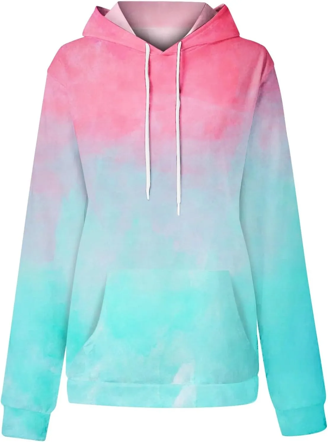 Womens Hoodies Long Sleeve Loose Sweatshirt Graphic Top Drawstring Pullover Hooded Hoodie Fall Outfits with Pocket