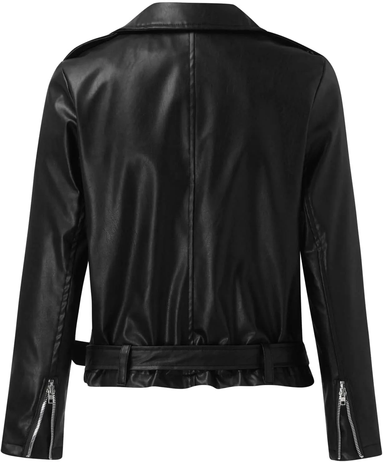 Women's Oversized Fashion Faux Leather Jackets Solid Color Long Sleeve Zipper Fitted Artificial Leather Blazer Coats