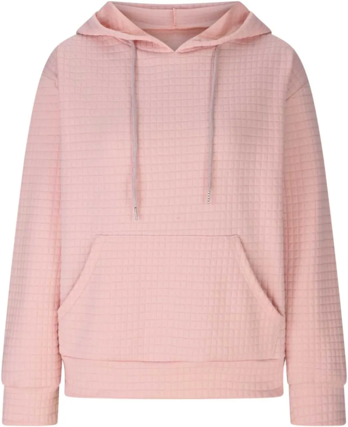 Womens Oversized Hooded Sweatshirts Lightweight Quilted Pullover Hoodies Long Sleeve Dressy Casual Top Fall Outfits