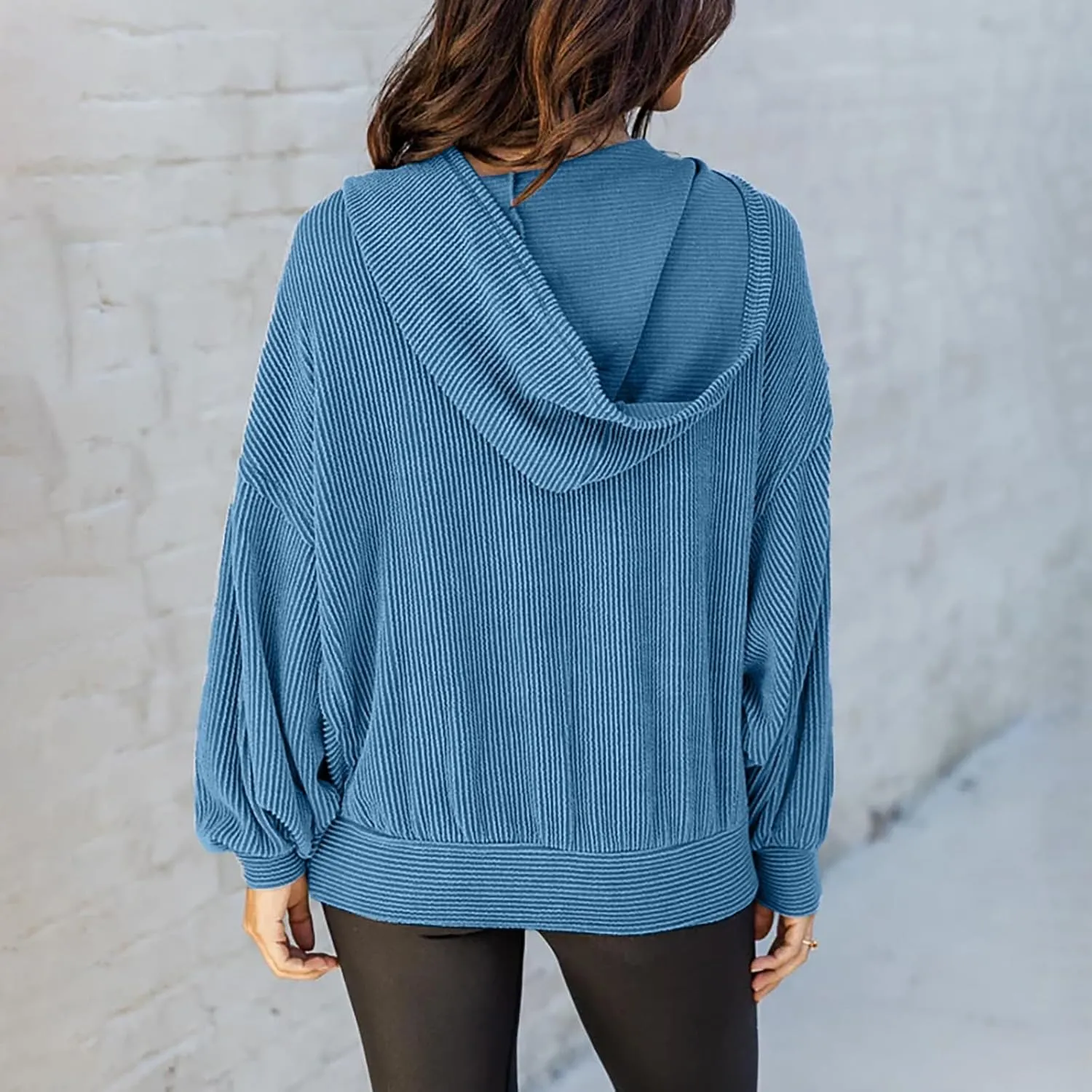 Womens Oversized Hoodies Fall Fashion 2023 Waffle Knit Long Sleeve Hooded Sweatshirt Casual Loose Pullover Sweaters