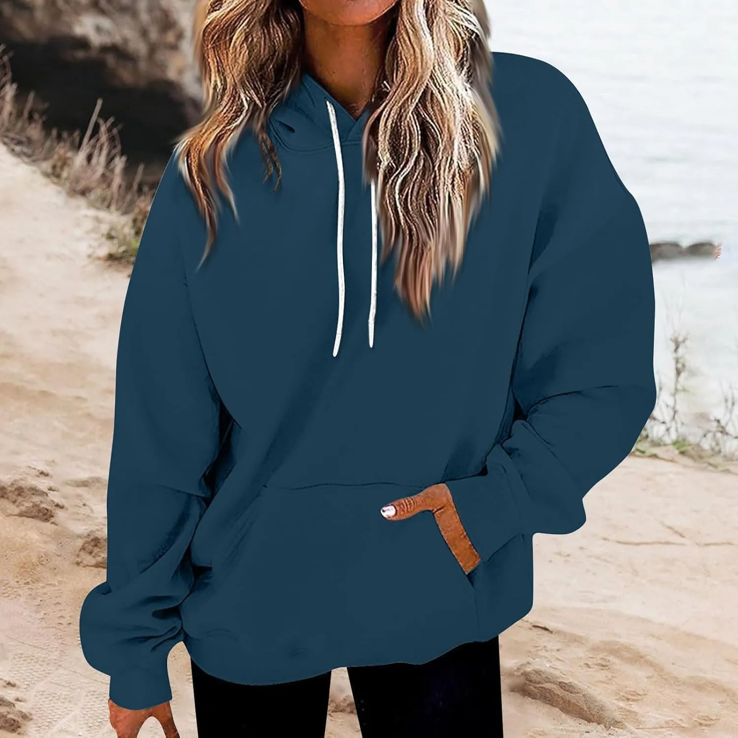 Womens Oversized Hoodies Neon Print Sweatshirt Fall Thin Long Sleeve Gradient Pullover Trendy Tie Dye Ombre Sweater