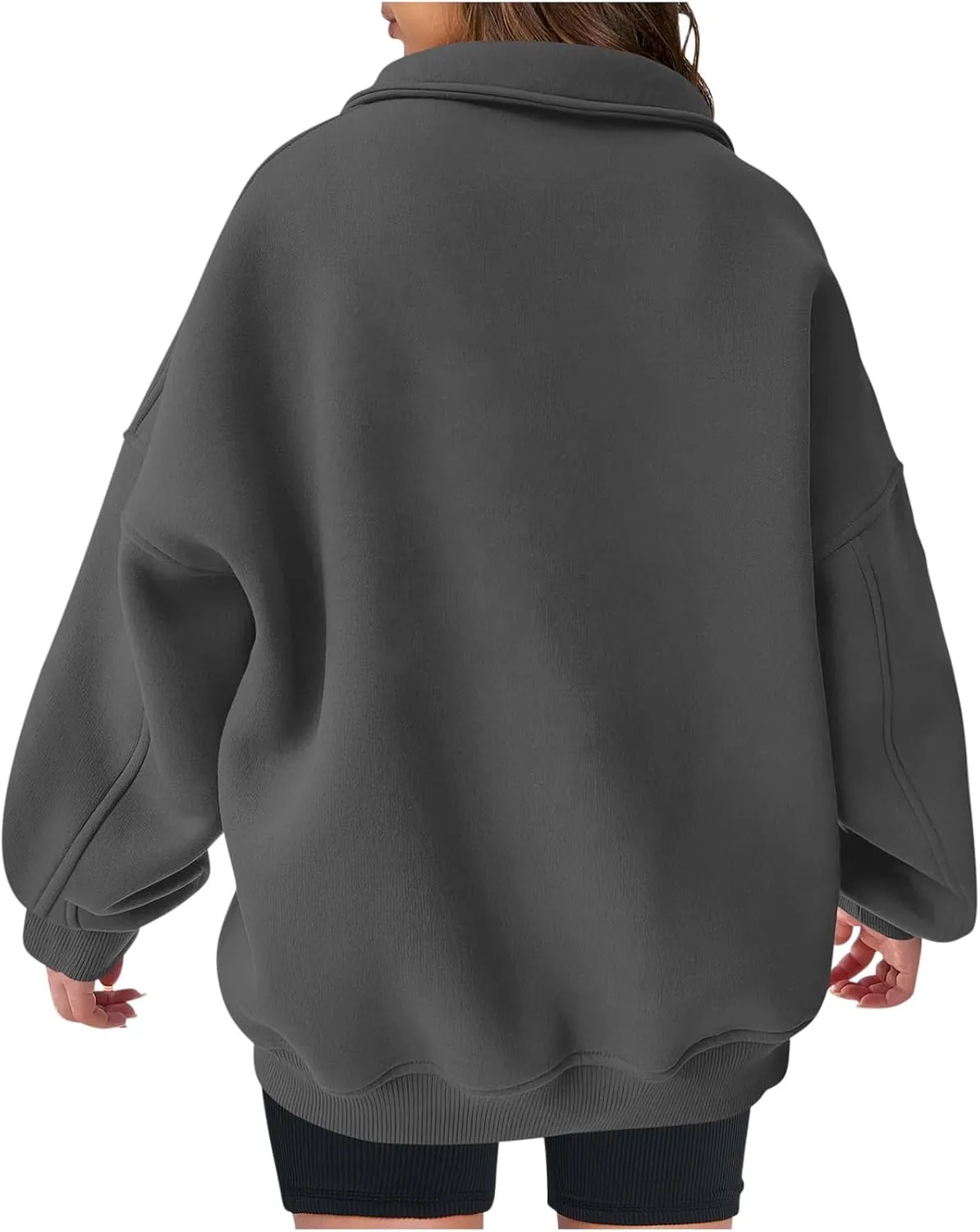 Women's Oversized Quarter Half Zip Hoodies Sweatshirt,Casual V Neck Long Sleeve Pullover Tunic Comfy Basic Tops