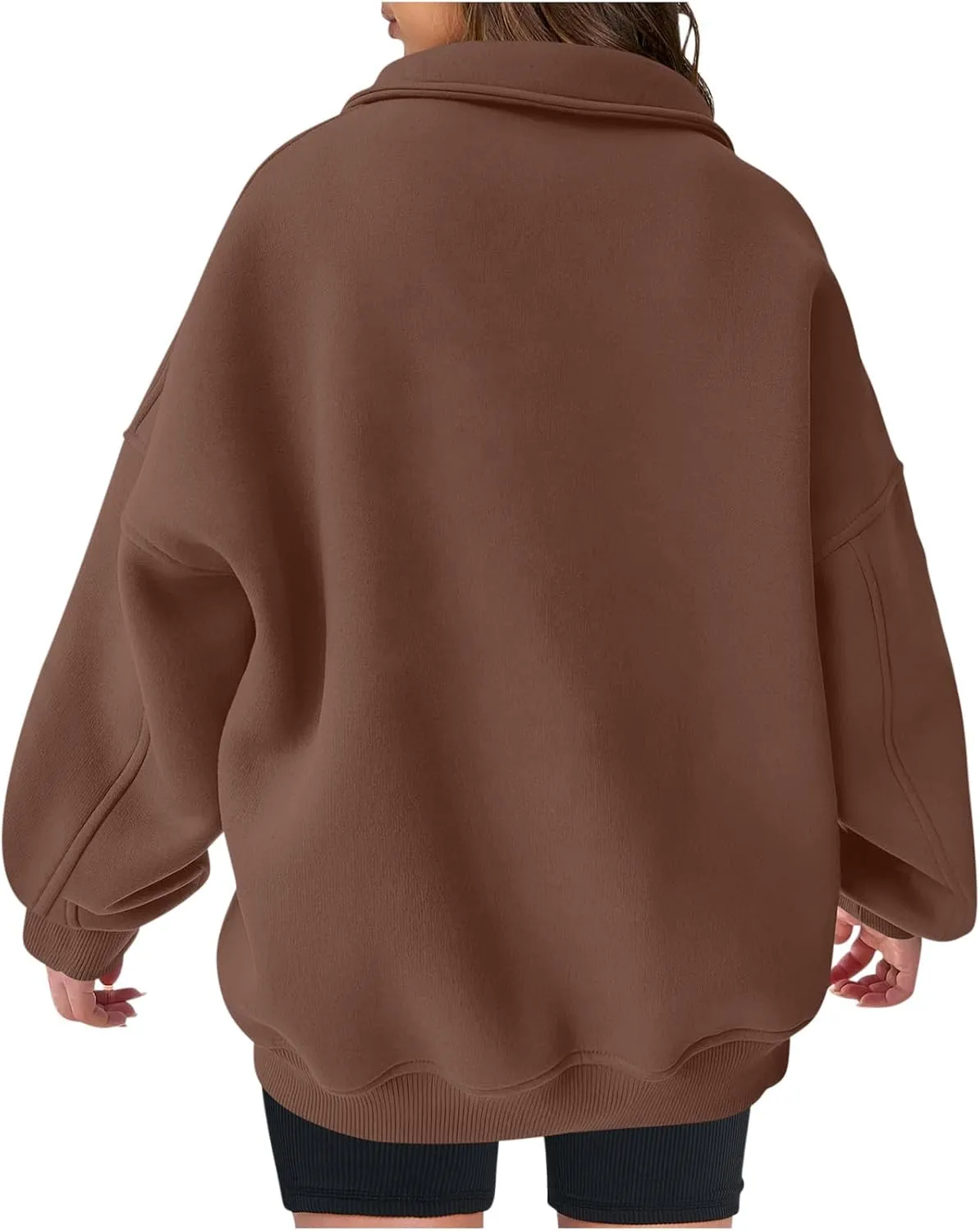 Women's Oversized Quarter Half Zip Hoodies Sweatshirt,Casual V Neck Long Sleeve Pullover Tunic Comfy Basic Tops