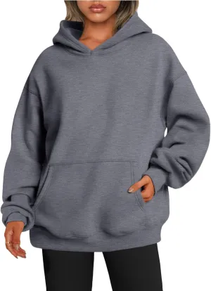 Womens Oversized Sweatshirt Hoodie Drop Shoulder Baggy Hooded Pullover Lightweight Long Sleeve Fall Clothes w/Pockets