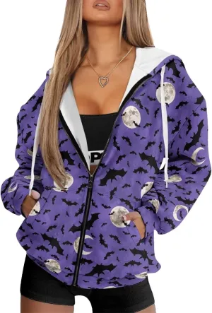 Womens Oversized Sweatshirt Zip Up Hoodies Casual Long Sleeve Y2K Sweatshirts with Pocket Fashion Hooded Jacket