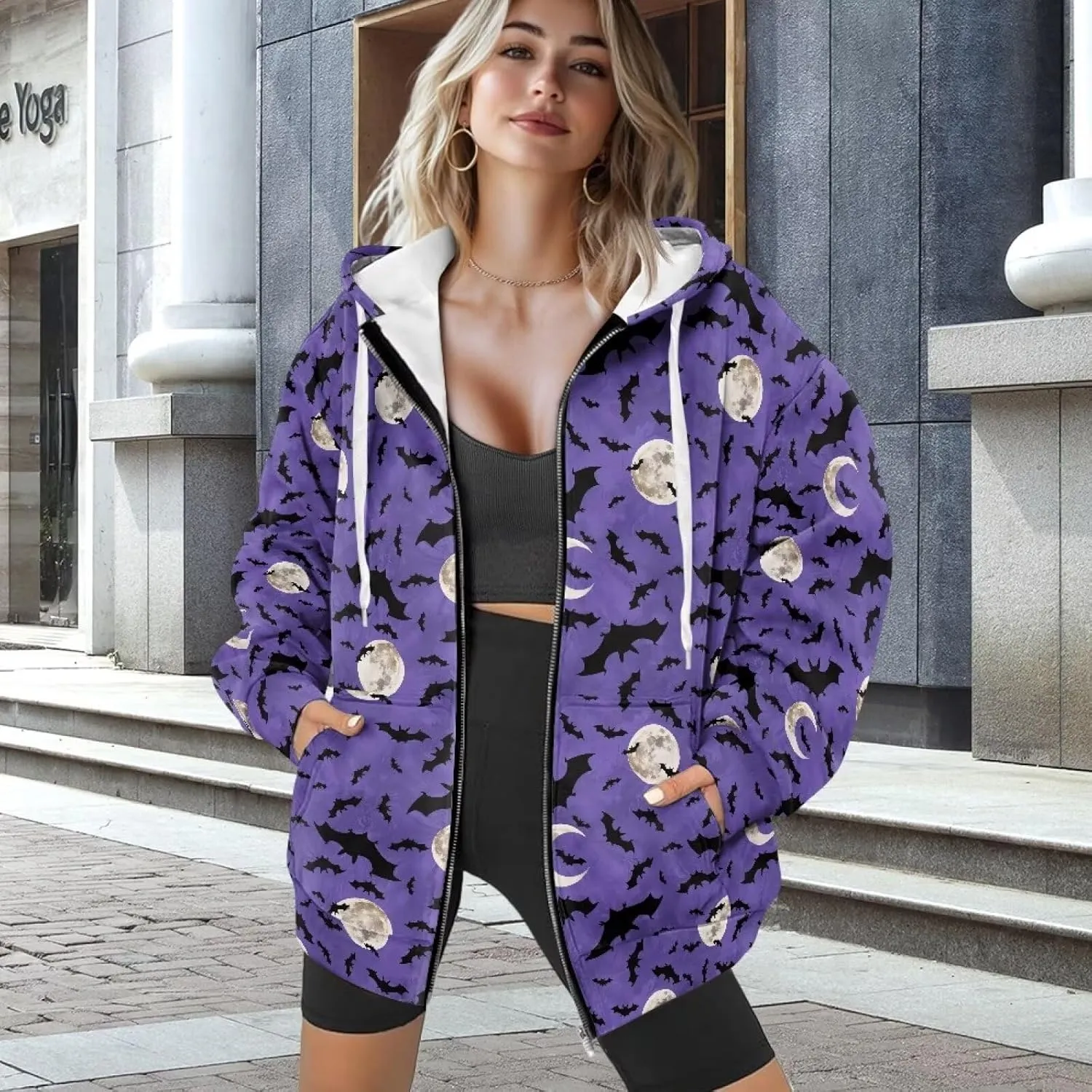 Womens Oversized Sweatshirt Zip Up Hoodies Casual Long Sleeve Y2K Sweatshirts with Pocket Fashion Hooded Jacket